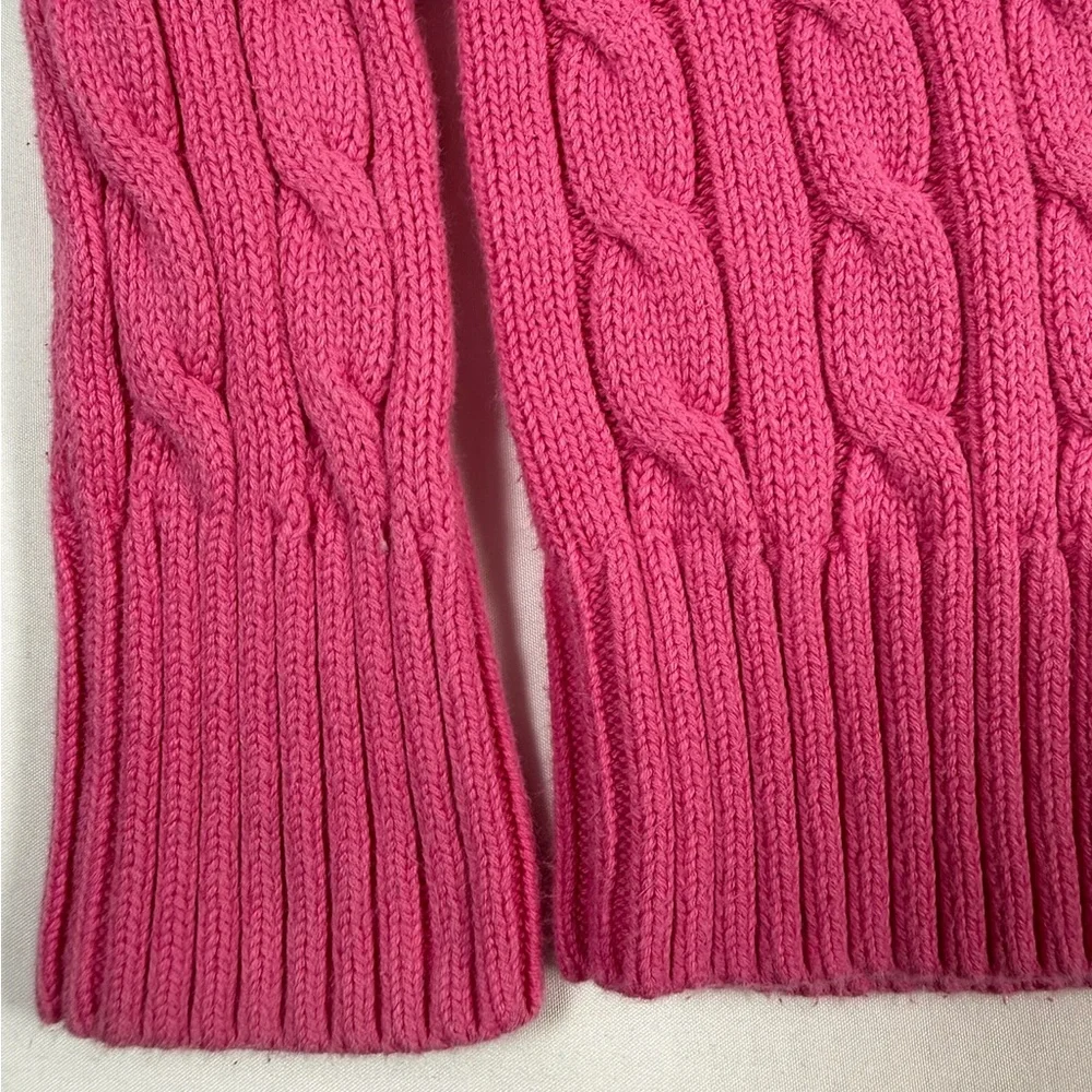 RALPH LAUREN Girls Cable Knit Sweater Ruffle‎ Button Front Size 4 Preppy Classic